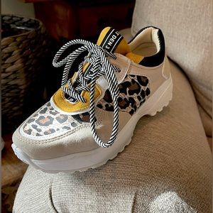 Worn once, leopard print fashion sneaker